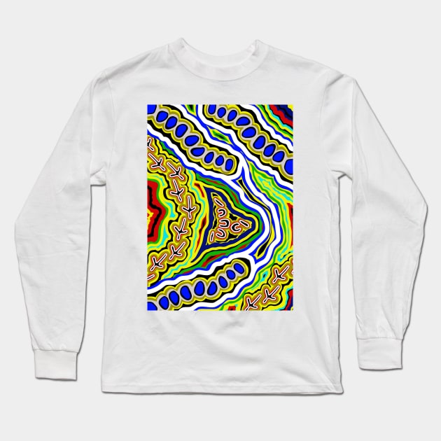 Aboriginal Art - Emu Dreaming Long Sleeve T-Shirt by hogartharts